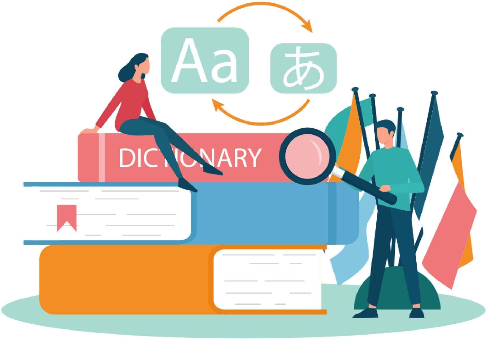 Translator and translation service concept set. Polyglot transla