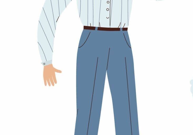 Asian businessman set. Characters wearing business casual clothing in different poses and doing different activities. Office presentation, planning and business development. Flat vector illustration