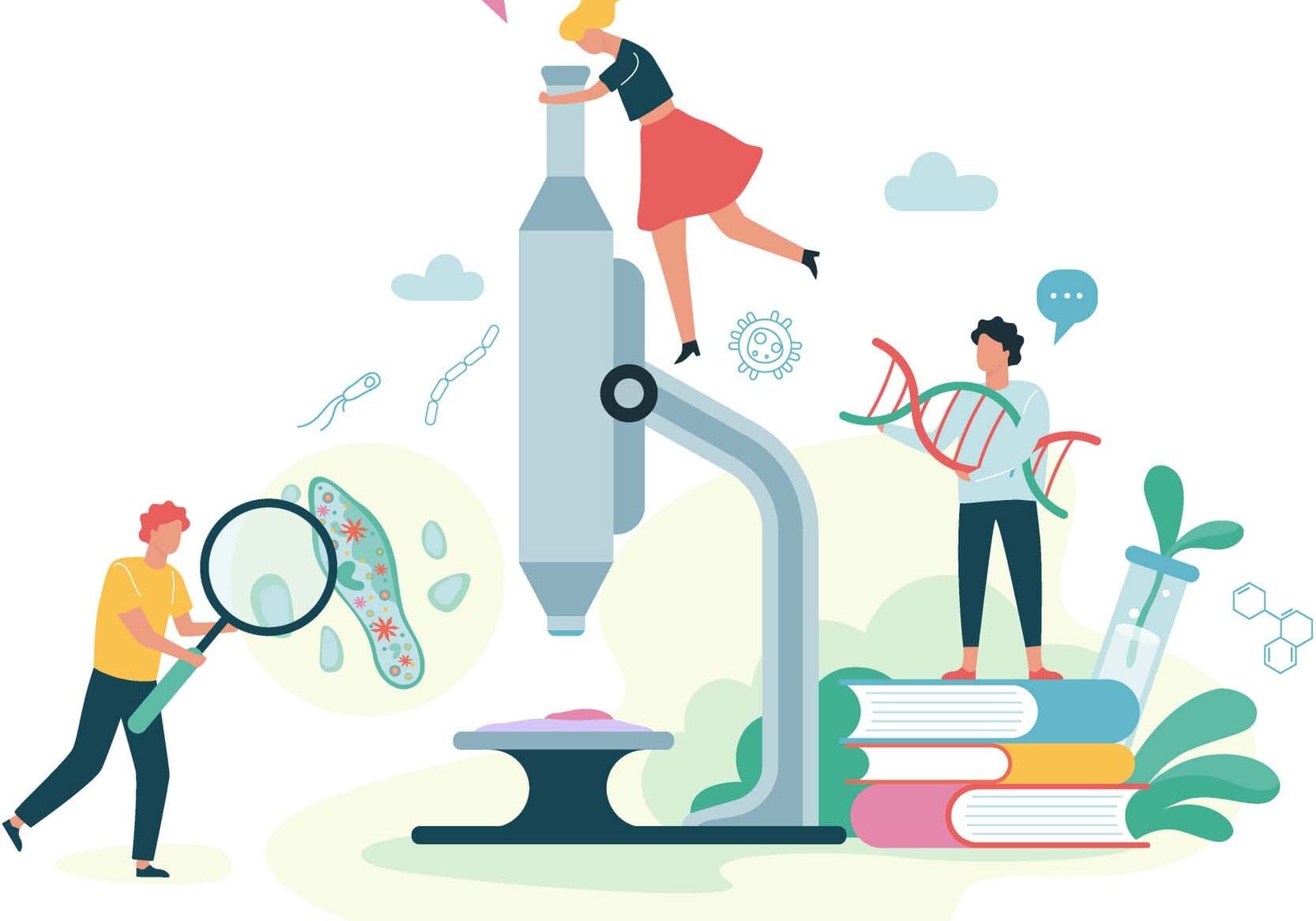 School subject set. Idea of education and science. Biology, chemistry and maths. Isolated vector illustration in cartoon style